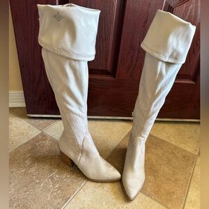MARC FISJER ML CATHI POINTED TOE OVER KNEE BOOT STELLA FABRIC 5.5 MEDIUM